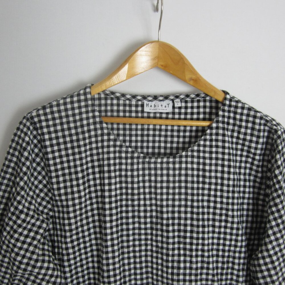 Habitat Black and White Gingham Tunic Top - Picture 7 of 9